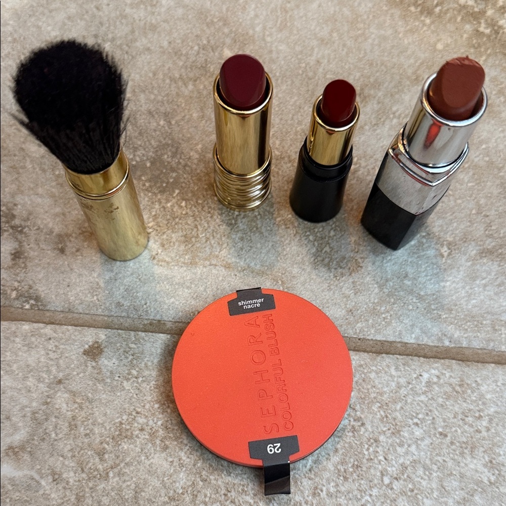 Sephora blush and Lancôme lipsticks Trio - Deep Red and Brown Shades - Picture 2 of 7